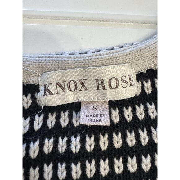 Knox Rose Cardigan Sweater Womens Small Black White Striped Tassel Fringe Trim - Picture 3 of 6